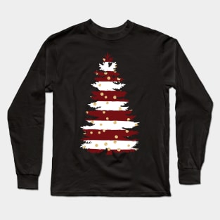 red and white christmas tree with golden confetti Long Sleeve T-Shirt